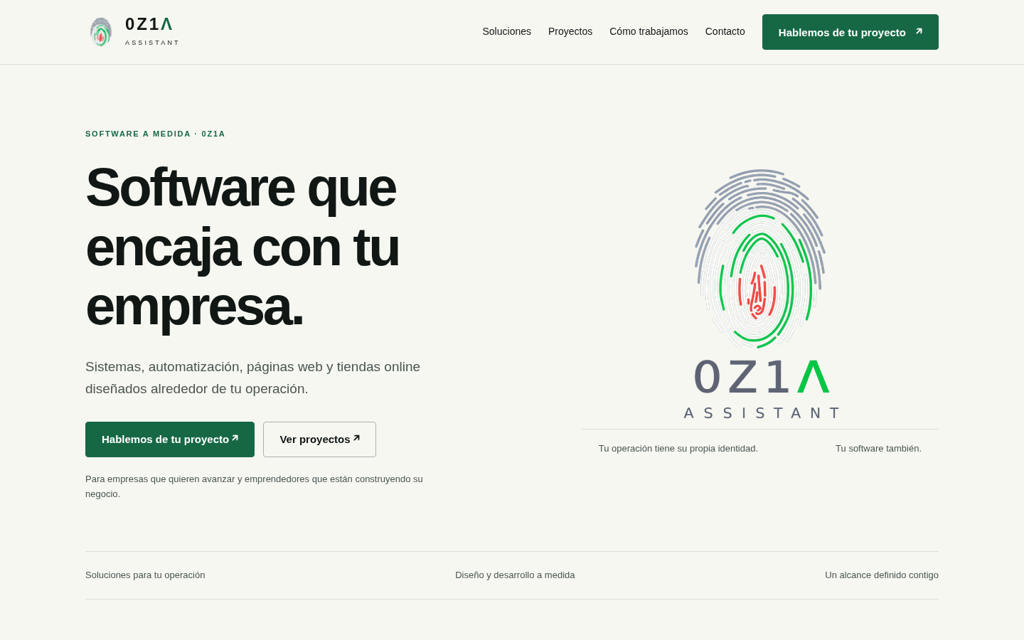 Vista del proyecto 0Z1A · presencia y contacto