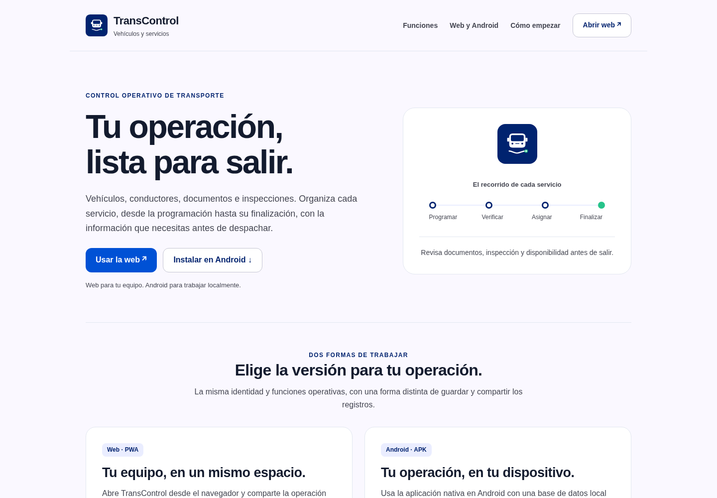 Vista del proyecto TransControl