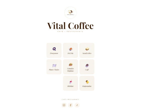 Vista de VitalCoffe · menú digital